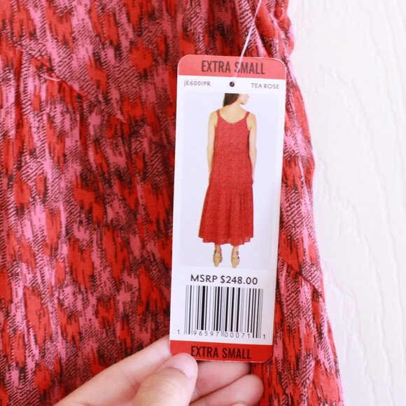 Joie Bondi Tiered Maxi Dress Sleeveless Cotton In Tea Rose - Picture 4 of 12